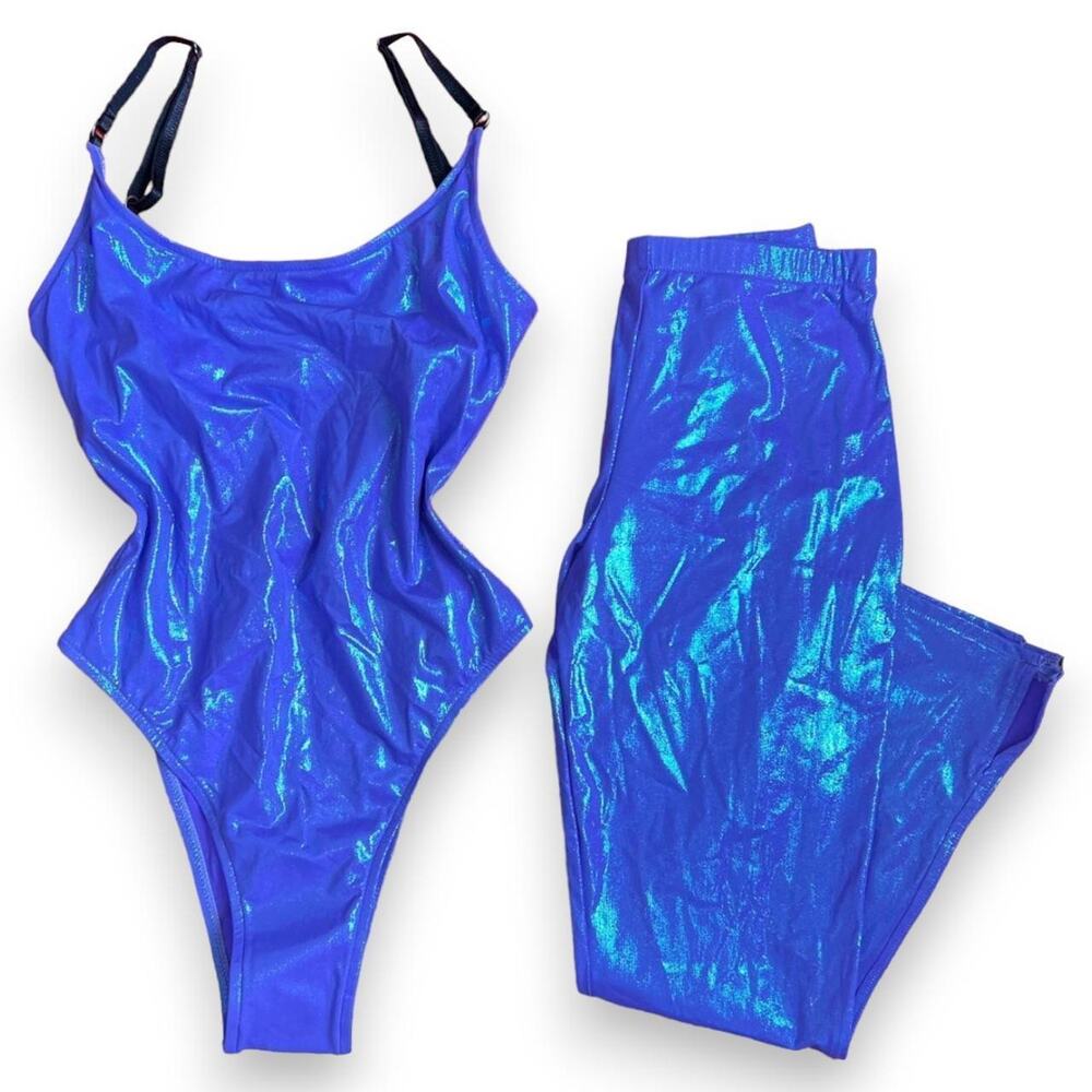 Vintage deadstock purple shimmery swimsuit set